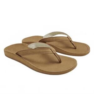NEW OLUKAI women's southshore leather sandals in toffee